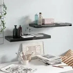 vidaXL Schweberegale 2 Stk. Hochglanz-Schwarz 60x23,5x3,8 cm MDF