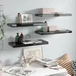 vidaXL Schweberegale 4 Stk. Hochglanz-Schwarz 60x23,5x3,8 cm MDF