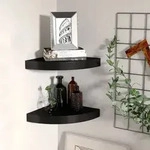vidaXL Eck-Schweberegale 2 Stk. Schwarz 25x25x3,8 cm MDF