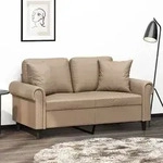 vidaXL 2-Sitzer-Sofa mit Zierkissen Cappuccino-Braun 120 cm Kunstleder