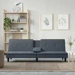 vidaXL Schlafsofa mit Getr&auml;nkehaltern Dunkelgrau Samt