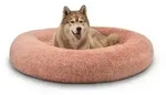 lionto Hundebett aus Pl&uuml;sch in Donut-Form, 120 cm Durchmesser, rosa