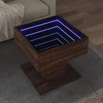 vidaXL LED-Couchtisch Braun Eichen-Optik 50x50x45 cm Holzwerkstoff