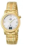 MasterTime Damen-Funkuhr MTLA-10313-12M, analog-digital, Gold, Edelstahl-Zugband