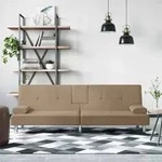 vidaXL Schlafsofa mit Getr&auml;nkehaltern Cappuccino Kunstleder