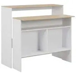 vidaXL Bartisch mit 2 Tischplatten Wei&szlig; und Eichefarben 130x40x120 cm