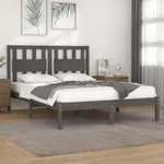 vidaXL Massivholzbett Grau Kiefer 200x200 cm
