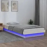 vidaXL Massivholzbett mit LEDs Wei&szlig; 75x190 cm