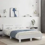 vidaXL Bettgestell mit Kopfteil Wei&szlig; 135 x 190 cm Holzwerkstoff