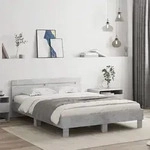 vidaXL Bettgestell mit Kopfteil Betongrau 140x190 cm Holzwerkstoff