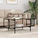 vidaXL Couchtisch mit Glasplatte Schwarz 98,5x50x45 cm Stahl