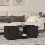 vidaXL Couchtisch Schwarz 110x50x40 cm Massivholz Kiefer