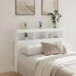 vidaXL LED-Kopfteil mit Ablagen Wei&szlig; 140x17x102 cm