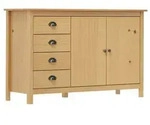vidaXL Sideboard Hill Honigbraun 130x40x80 cm Massivholz Kiefer