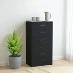 vidaXL Sideboard mit 6 Schubladen Schwarz 50x34x96 cm Holzwerkstoff