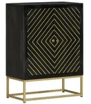 vidaXL Sideboard mit 2 T&uuml;ren Schwarz Gold 55x30x75 cm Massivholz Mango