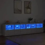 vidaXL Sideboard mit LED-Leuchten Wei&szlig; 283x37x67 cm