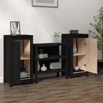 vidaXL Sideboards 2 Stk. Schwarz 39x35x80 cm Massivholz Kiefer