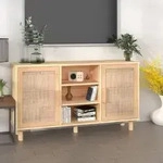 vidaXL Sideboard Braun 105x30x60 cm Massivholz Kiefer und Natur-Rattan
