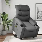 vidaXL Massagesessel mit Aufstehhilfe Grau Kunstleder