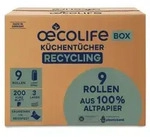 K&uuml;chenrolle oecolife Recycling 3299001 3-lagig 200 Blatt 9 Rollen