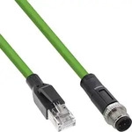 InLine&reg; Industrie Netzwerkkabel, M12 4-pin D-kodiert St. zu RJ45 St., PUR, 15m