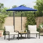 vidaXL Sonnenschirm mit LED und Stahlmast Azurblau 225x225x212 cm