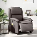 vidaXL Massagesessel Elektrisch Dunkelbraun Echtleder