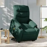 vidaXL Elektrischer Massagesessel mit Aufstehhilfe Dunkelgr&uuml;n Stoff