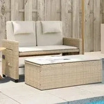 vidaXL Gartenbank Verstellbar mit Kissen Beige Poly Rattan