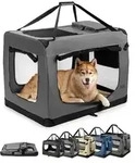 lionto Hundetransportbox faltbar, stabile Stoffbox mit Mesh-Eins&auml;tzen, ideal...