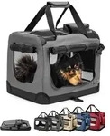 lionto Hundetransportbox faltbar, stabile Stoffbox mit Mesh-Eins&auml;tzen, ideal f&uuml;r