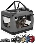 lionto Hundetransportbox faltbar, stabile Stoffbox mit Mesh-Eins&auml;tzen, ideal f&uuml;r