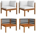 vidaXL Garten-Ecksofas 2 Stk. mit Auflagen Akazie Massivholz