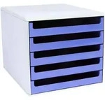 Schubladenbox 5 Sch&uuml;be RC-Kunststoff grau/blau