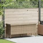 vidaXL Gartentruhe mit Rollen Beige 160x55x75 cm Poly Rattan