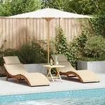 vidaXL Sonnenliegen mit Kissen 2 Stk. Beige Massivholz Akazie