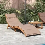 vidaXL Sonnenliege mit Auflage Taupe Massivholz Akazie