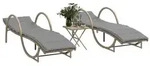 vidaXL Sonnenliegen 2 Stk. mit Tisch Beige Poly Rattan