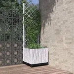 vidaXL Pflanzk&uuml;bel mit Rankgitter Wei&szlig; 40x40x136 cm PP