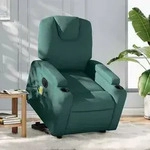 vidaXL Elektrischer Massagesessel mit Aufstehhilfe Dunkelgr&uuml;n Stoff
