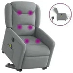 vidaXL Elektrischer Massagesessel mit Aufstehhilfe Hellgrau Stoff