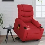 vidaXL Massagesessel mit Aufstehhilfe Rot Kunstleder