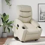 vidaXL Massagesessel mit Aufstehhilfe Elektrisch Creme Kunstleder