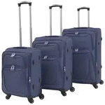 vidaXL 3-tlg. Weichgep&auml;ck Trolley-Set Marineblau