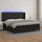 vidaXL Boxspringbett mit Matratze & LED Schwarz 200x200 cm Kunstleder