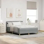 vidaXL Boxspringbett mit Matratze Hellgrau 140x200 cm Stoff