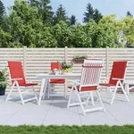vidaXL Gartenstuhlauflagen f&uuml;r Hochlehner 4 Stk. Rot 120x50x3 cm Stoff