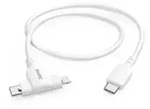 hama 00201722 Ladekabel 2-in-1, USB-C - USB-C oder Lightning, MFI, 1,5 m, Wei&szlig;