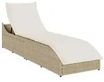 vidaXL Klappliege mit Auflage und Stauraum Beige Poly-Rattan